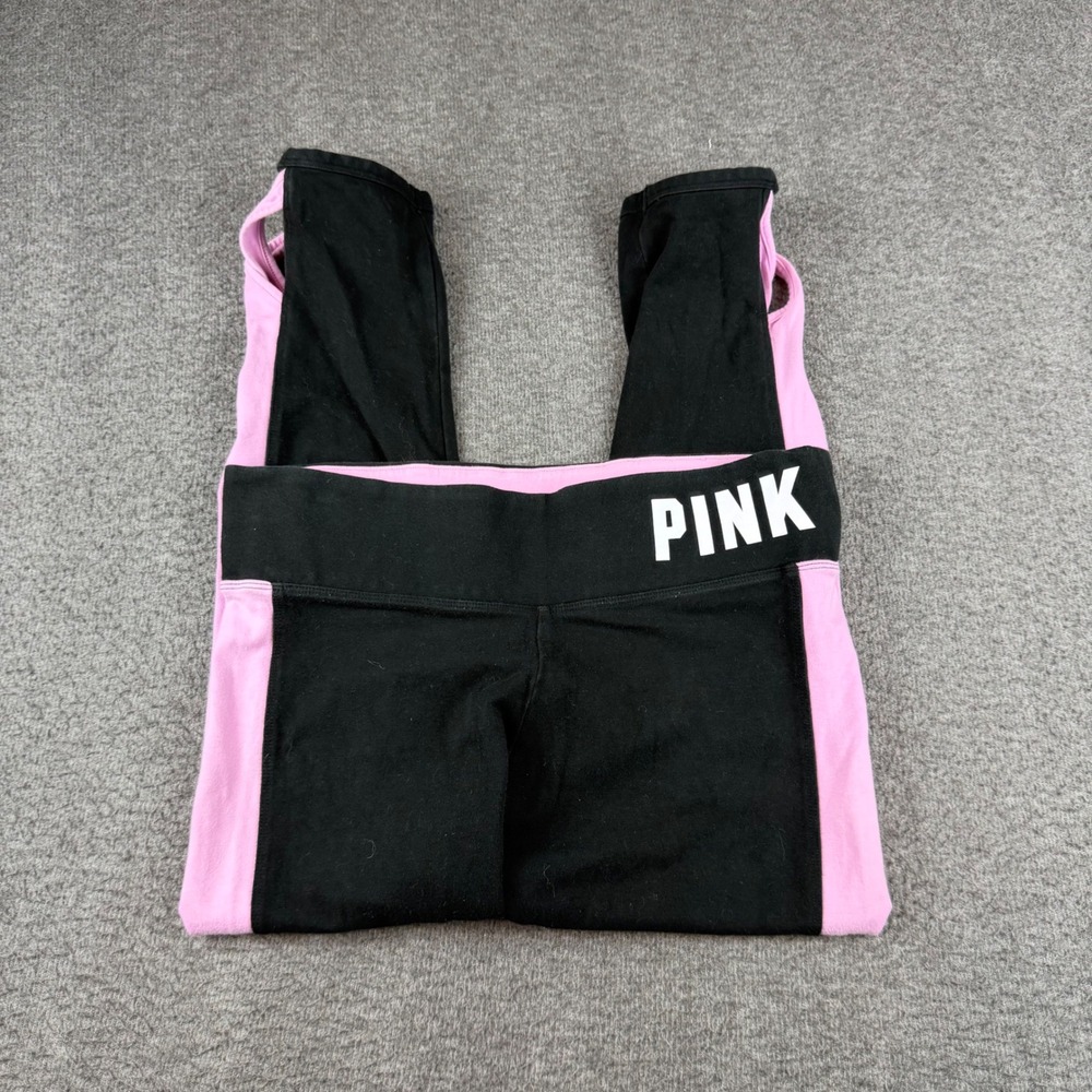 PINK Leggings Women's Large Black Pink Cutout Ankle Yoga Pants